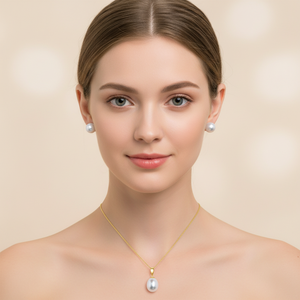 925 <strong>Silver</strong> Natural Real Freshwater <strong>Pearl</strong> Jewellery Set Fresh Water Cultured <strong>Pearl</strong> <strong>Necklace</strong> and Earring Jewelry Set for Women - Product Image 2
