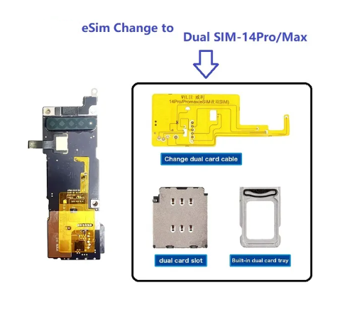 Wylie Esim Adapter for iPhone 14 14 PLUS 14 Pro Max USA Version SIM Card Single Dual Reader Flex Slot WITH Tray