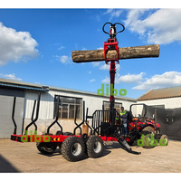 Machine agricole hydraulique pour scierie avec certification CE TUV, grappin à bois de 7,8 m avec remorque à grumes haute capacité de 12 à 14 tonnes