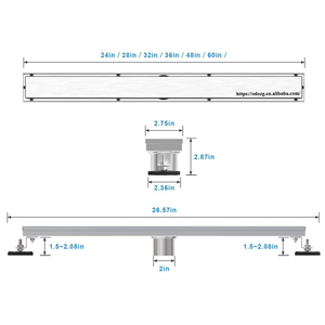 Оптовая Продажа с фабрики 36 дюймов SUS304 напольный дренаж из нержавеющей стали с плиточной вставкой 2-в-1 линейный Невидимый напольный дренаж - Product Image 5