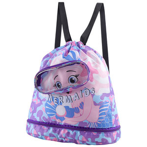 Swimming Bag Dry Wet Separation Waterproof Storage Double Shoulder Beach Bag Cartoon <b>Drawstring</b> With Swim Cap Goggles Set - Product Image 3
