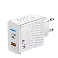 Chargeur USB 65W PD USB C à Charge Rapide, Adaptateur Secteur pour Téléphone Mobile Compatible iPhone, Bloc Chargeur Mural Quick Charge 3.0 (12W Max)