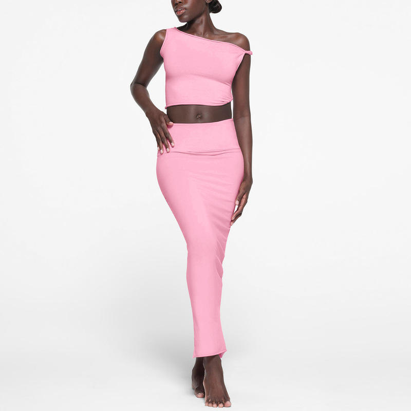 FS10442A Wholesale Clothes Women Crop Tops With Midi Skirt Pcs Sets