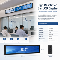 Pantalla LCD de 12.3 Pulgadas, 600cd/m2, WiFi, USB, para Publicidad Multimedia en Ascensores, Ultra Ancha y Estirada