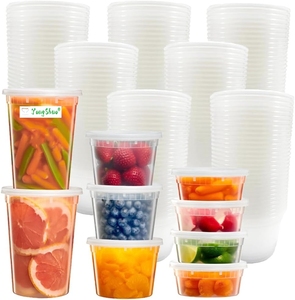 08oz-32oz Disposable Round Cooked Food Plastic Storage U Shape Transparent Plastic Cups with Lids Wholesale Takeaway Boxes