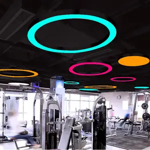 Modern Round LED Pendant Lights For Gym Office Dimmable 40W 800mm Circular Hanging Light Circle Chandelier