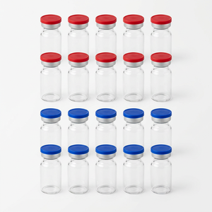 Medical Two-Tone Red & Blue Easy Tear Flip Off Lids for Peptide Biotech Lab Glass Xilin Vial Specimen Classification Storage - Product Image 3