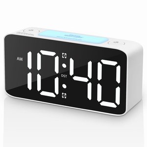 Digital Alarm <b>Clock</b> <b>LED</b> Display Desk Table <b>Clock</b> USB Rechargeable Adjustable Volume Snooze Night Light for Bedroom - Product Image 3