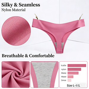 Slip Donna a Vita Bassa Senza Cuciture in Nylon Morbido Effetto Seta Ghiaccio Traspirante Confortevole con Controllo Pancia Taglie L-4XL - Product Image 4
