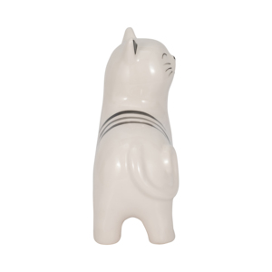 Statuetta di Gatto in Ceramica Bianca con Strisce Nere, Decorazione Moderna per Casa e Ufficio - Product Image 3