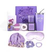Blumiges Lavendel-Bade-Spa-Geschenkset mit Kräuterzutaten, Feuchtigkeitsspendende Muttertags-Duschtabletten, Badesalz, Körperlotion