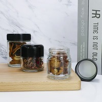 Envase de Vidrio Transparente en Forma de Cilindro para Encurtidos y Miel con Tapa de Plástico