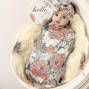 طفل رضيع حديث الولادة ولد بلون ثابت قطن بطانية كيس نوم + عصابة رأس - Product Image 3