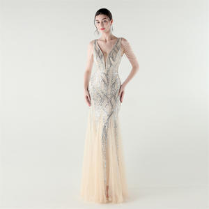 33337 # Nuovo Abito da <span class=keywords><strong>Sera</strong></span> 2025 con Scollo a V, Spalle Scoperte, Perline, Tessuto Sottile, Stile Swing, Lussuoso, Aderente con Paillettes - Product Image 2