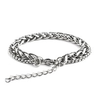 Bracelet combiné en acier inoxydable au design tendance et original, style cool et simple, accessoires polyvalents pour couple