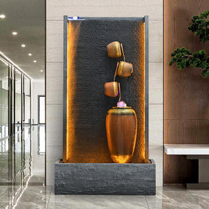 Écran de jardin semi-artisanal en résine de luxe avec cascade d'eau, bassin à poissons porte-bonheur et rocaille pour aménagement paysager - Product Image 1
