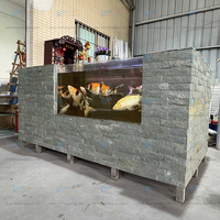 Aquarium mobile en acier inoxydable pour poissons, aquarium hors sol avec système de filtration, aménagement paysager et décoration de terrasse.