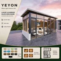 Yeyon OEM Serre en verre moderne à toit plat en aluminium avec LED, personnalisable, pour patio de villa, économie d'énergie de 40%, pour extérieur