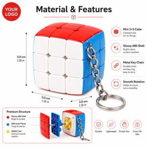 Custom Logo 3x3 <b>Mini</b> Magic Cube Keychain Speed Puzzle Toy <b>Keyring</b> for Promotional Gift Education Stress Relief Small Toy - Product Image 4