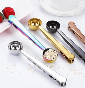 2 In 1 Mini Edelstahl Metall Kaffees chaufel Multifunktion spiegel Gold löffel Milchpulver Kaffee Messlöffel Mit Beutel clip - Product Image 5