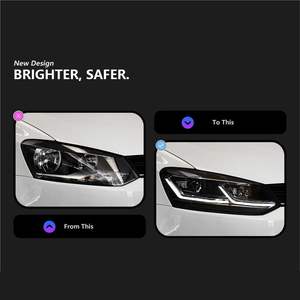 Luz de coche para VW <span class=keywords><strong>Polo</strong></span> 2009-2021 faros LED de señal dinámica DRL accesorios automotrices con bombilla de Faro de lente de proyector - Product Image 3