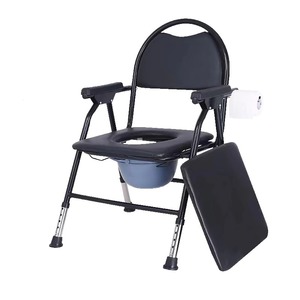 Chaise de toilette portable pour seniors, pliable avec siège de toilette et fonction de nettoyage facile, chaise de douche, remplacement de récipient de nuit - Product Image 2