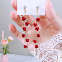 Anting Bunga Mawar Ungu Temperamen Peri Super Korea yang Elegan dan Anggun Grosir
