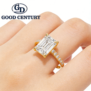 Anillo <span class=keywords><strong>de</strong></span> <span class=keywords><strong>Oro</strong></span> GC 14K 18K con Diamante Cultivado en Laboratorio con Corte Esmeralda <span class=keywords><strong>de</strong></span> 4 Puntas, Certificado IGI - Product Image 4