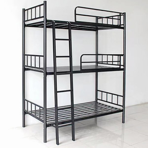 Camas de trabajo para el personal, litera Triple de Metal de 3 niveles, color negro - Product Image 6