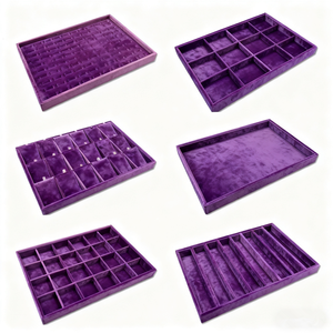 Màu hồng Vòng cổ hiển thị Organizer Luxury Stackable nhung trang sức khay cho vòng vòng vòng Vòng cổ hiển thị khay - Product Image 5