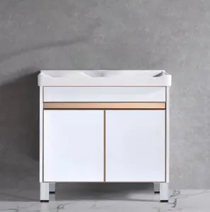 SUS304 Vanity Laundry kabinet Basin L800mm (TR-15953) penyimpanan kamar mandi Vanity murah persegi panjang kontemporer Modern