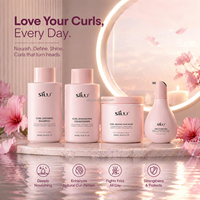 Ensemble de soins capillaires SILU pour cheveux bouclés 4 pièces : shampoing définissant les boucles, après-shampoing, masque capillaire, lait coiffant pour tous types de cheveux bouclés