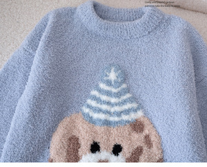 Autunno inverno mezza <span class=keywords><strong>pile</strong></span> lavorato a maglia <span class=keywords><strong>pigiama</strong></span> da ragazza in <span class=keywords><strong>pile</strong></span> di corallo stile pigiami traspiranti per genitori-figli - Product Image 3