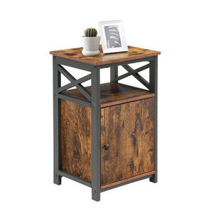 Inicio Muebles de sala de estar Mesita de noche de madera Mesa de noche Mesa auxiliar tallada a mano Color marrón al mejor precio - Product Image 2