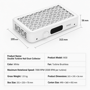 Colector de <span class=keywords><strong>Polvo</strong></span> de Uñas con Doble Turbo y Sin Escobillas, Aspiradora de Uñas de Alta Succión con 5 Velocidades y Pantalla LED para Salón de Uñas, Fábrica OEM - Product Image 2