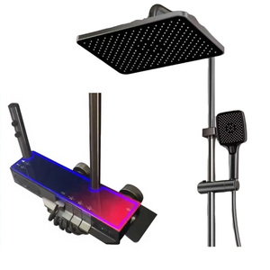 Ensemble de <span class=keywords><strong>douche</strong></span> thermostatique de luxe <span class=keywords><strong>en</strong></span> laiton avec affichage numérique LED RGB, contrôle de température <span class=keywords><strong>en</strong></span> temps réel, jets de pluie et de corps, fixation murale moderne, pour hôtel - Product Image 1