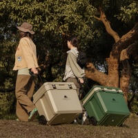 Glacière rigide à roulettes 48L, garde la glace, pour le camping, en plastique, portable, pour pique-nique, avec poignée