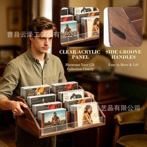 ชั้นวางแผ่นเสียงไม้พร้อมหูจับ ที่จัดเก็บอัลบั้มและชั้นโชว์ ชั้นวางแผ่นเสียงไวนิลและชั้นวางซีดี - Product Image 3