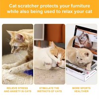 Rascador para Gatos 3 en 1 con Forma de Laptop, Juguete de Cartón Plegable para Gatos, Tabla de Rascar Corrugada para Gatos