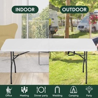 Table pliante portable 6 pieds, blanche, rectangulaire, en plastique, mobilier d'extérieur, table pliante pour banquet, restauration, camping