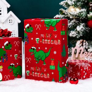 Dinosaur Christmas Wrapping Paper Roll 17 Inch X 33 Feet Double Side Reversible Gift Wrap For Kids Holiday Crafting - Product Image 2