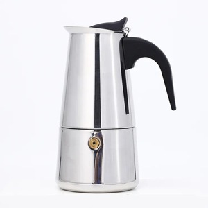 Nouvelle <span class=keywords><strong>cafetière</strong></span> moka en aluminium de style italien classique de haute qualité, 200 ml, avec poignée en bois et couvercle en verre, vente en gros - Product Image 1
