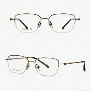 <span class=keywords><strong>Montura</strong></span> de <span class=keywords><strong>Gafas</strong></span> de Lectura <span class=keywords><strong>Cuadradas</strong></span> Semimontura de Titanio Ultraligeras para Hombre, Estilo Contemporáneo, para Uso Diario - Product Image 4