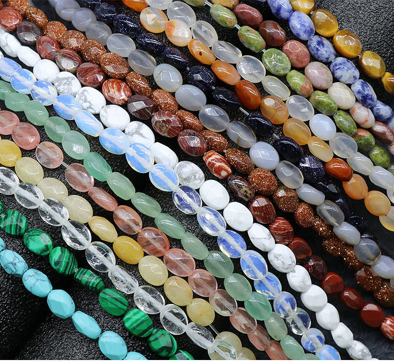 Ladeukoi Large Hole 7mm Round Gemstone Disc Lucky Pendant Pendant Beads