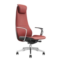 Chaise de bureau pivotante inclinable de luxe à dossier haut en cuir PU marron, ensemble bureau et chaise, chaise de bureau ergonomique pour dirigeant