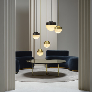 Lustre suspendu multi-têtes en marbre naturel, LED, rond, E27, avec interrupteur, pour maison, salon, restaurant, bar, comptoir - Product Image 1