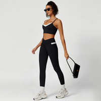 Conjunto Deportivo de Verano para Mujer: Sujetador Deportivo con Espalda Cruzada y Pantalones de Yoga de Cintura Alta, Transpirables y Absorbentes del Sudor