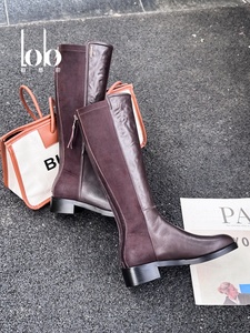 Bottes hautes pour femmes <span class=keywords><strong>en</strong></span> <span class=keywords><strong>cuir</strong></span> véritable noir haut de gamme, style western décontracté, avec plateforme unique et fermeture éclair arrière, chaussures tendance pour femmes - Product Image 6