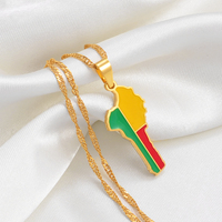 Colliers pendentifs en forme de carte du Bénin en couleur or, bijoux en acier inoxydable et cuivre pour femmes et hommes, cadeaux de mariage, style béninois # 278521