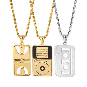 व्यक्तिगत हिप हॉप रॉक संगीत हार पुरुषों की रेट्रो रिकॉर्डर रेडियो लटकन बार हार - Product Image 1